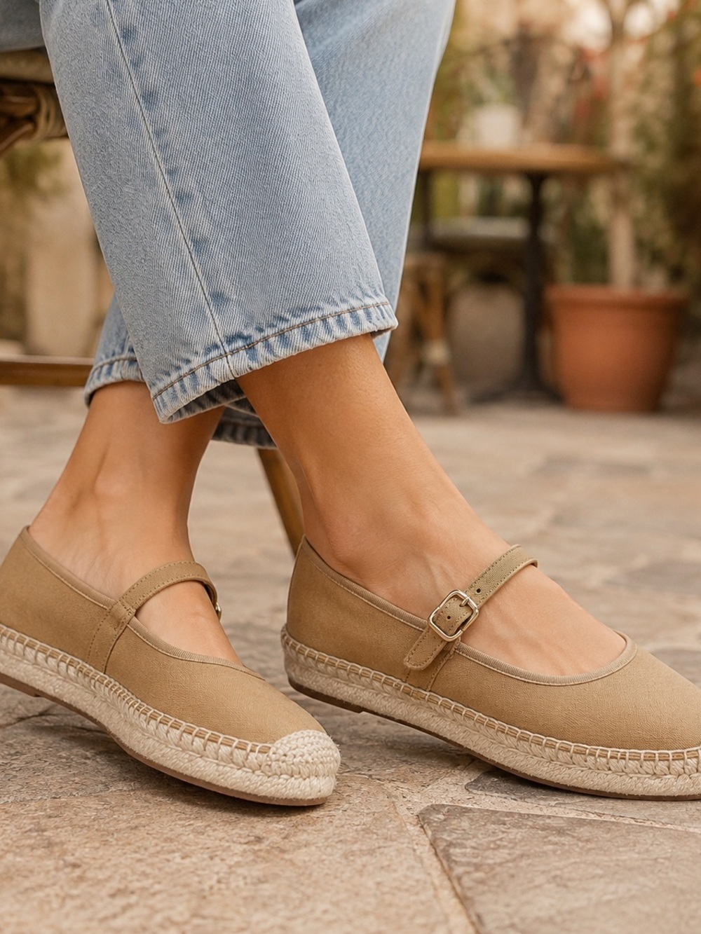 J. Crew Tan Mary Jane Espadrille Flats